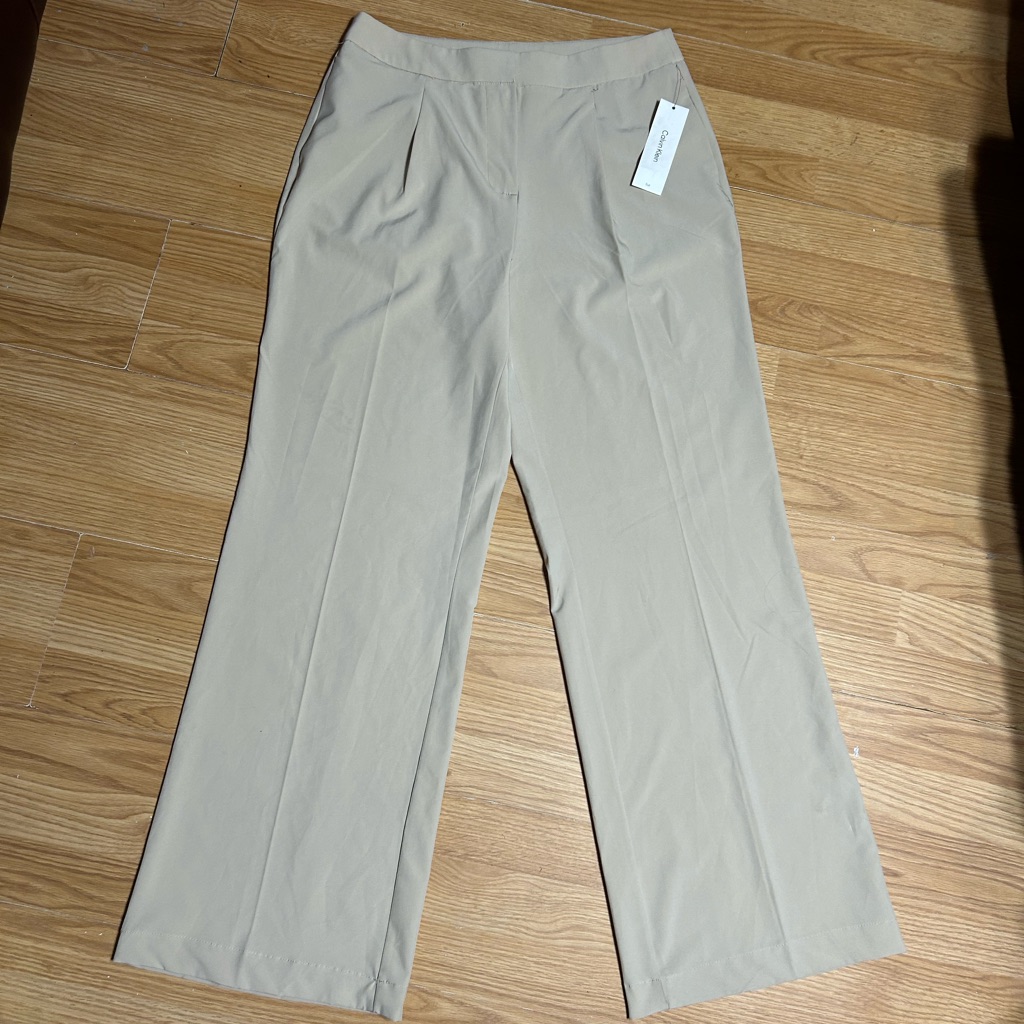 Nwt Size 12 Calvin Klein Beige Wide-Leg Women's Pants